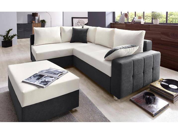 Ecksofa COLLECTION AB Parma L-Form , grau (grau, natur), B:224cm H:84cm T:161cm, Kunstleder SOFTLUX / Struktur (80% Polyester; 20% Polyacryl), Microfaser PRIMABELLE (100% Polyester), Zierkissen: Jeweils analog des Korpusbezugs (Wendekissen, teilweise im Materialmix), Microfaser PRIMABELLE (100% Polyester) / Struktur (80% Polyester; 20% Polyacryl), Sofas, mit Bettfunktion und Federkern von COLLECTION-AB