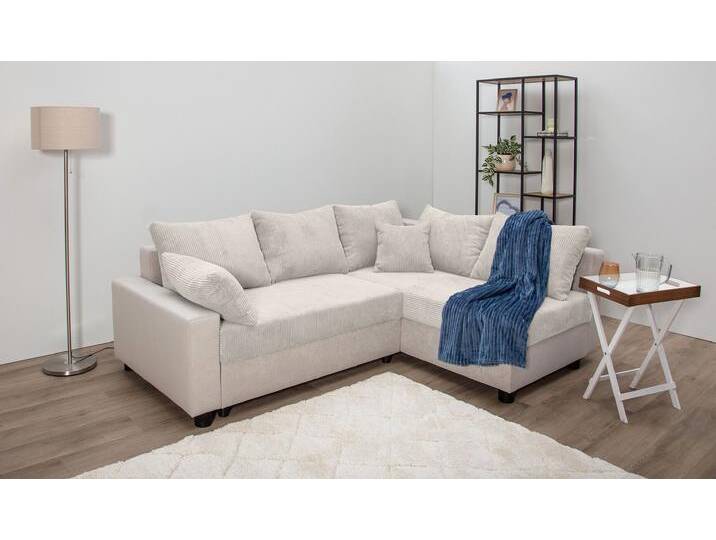 Ecksofa COLLECTION AB Parma L-Form , silber, B:224cm H:42cm T:161cm, 100%Polyester, Sofas, mit Schlaffunktion und Bettkasten, inklusive Kissen, Bonellfederkern von COLLECTION-AB