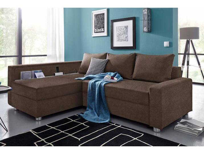 Ecksofa COLLECTION AB Relax L-Form , braun (dunkelbraun), B:223cm H:84cm T:91cm, Zierkissen: 100%Polyester;Struktur (100% Polyester);Microfaser PRIMABELLE (100% Polyester);Kunstleder SOFTLUX / Struktur (80% Polyester, 20% Acryl);Microfaser PRIMABELLE (100% Polyester) / Struktur (80% Polyester, 20% Acryl), Sofas, Ecksofa, inklusive Bettfunktion, Federkern, wahlweise mit RGB-LED-Beleuchtung von COLLECTION-AB