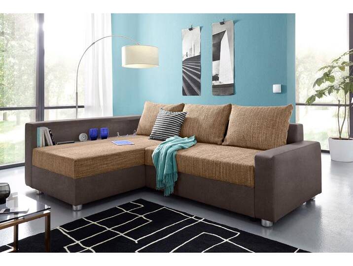 Ecksofa COLLECTION AB Relax L-Form , braun (dunkelbraun, cappucino), B:223cm H:84cm T:91cm, Zierkissen: 100%Polyester;Struktur (100% Polyester);Microfaser PRIMABELLE (100% Polyester);Kunstleder SOFTLUX / Struktur (80% Polyester, 20% Acryl);Microfaser PRIMABELLE (100% Polyester) / Struktur (80% Polyester, 20% Acryl), Sofas, Ecksofa, inklusive Bettfunktion, Federkern, wahlweise mit RGB-LED-Beleuchtung von COLLECTION-AB