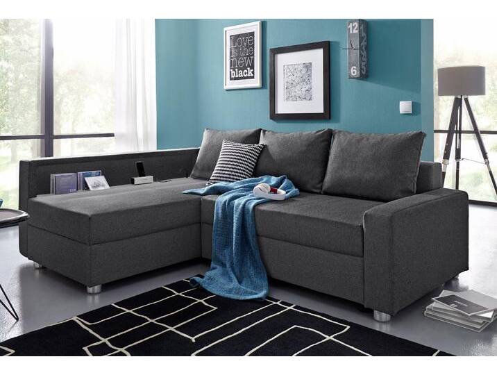 Ecksofa COLLECTION AB Relax L-Form , grau (anthrazit), B:223cm H:84cm T:91cm, Zierkissen: 100%Polyester;Struktur (100% Polyester);Microfaser PRIMABELLE (100% Polyester);Kunstleder SOFTLUX / Struktur (80% Polyester, 20% Acryl);Microfaser PRIMABELLE (100% Polyester) / Struktur (80% Polyester, 20% Acryl), Sofas, Ecksofa, inklusive Bettfunktion, Federkern, wahlweise mit RGB-LED-Beleuchtung von COLLECTION-AB