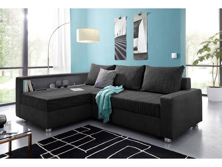 Ecksofa COLLECTION AB Relax L-Form , schwarz (schwarz, schwarz), B:223cm H:84cm T:91cm, Zierkissen: 100%Polyester;Struktur (100% Polyester);Microfaser PRIMABELLE (100% Polyester);Kunstleder SOFTLUX / Struktur (80% Polyester, 20% Acryl);Microfaser PRIMABELLE (100% Polyester) / Struktur (80% Polyester, 20% Acryl), Sofas, Ecksofa, inklusive Bettfunktion, Federkern, wahlweise mit RGB-LED-Beleuchtung von COLLECTION-AB