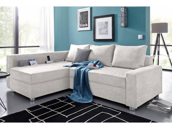 Ecksofa COLLECTION AB Relax L-Form , silber, B:223cm H:84cm T:91cm, Zierkissen: 100%Polyester;Struktur (100% Polyester);Microfaser PRIMABELLE (100% Polyester);Kunstleder SOFTLUX / Struktur (80% Polyester, 20% Acryl);Microfaser PRIMABELLE (100% Polyester) / Struktur (80% Polyester, 20% Acryl), Sofas, Ecksofa, inklusive Bettfunktion, Federkern, wahlweise mit RGB-LED-Beleuchtung von COLLECTION-AB