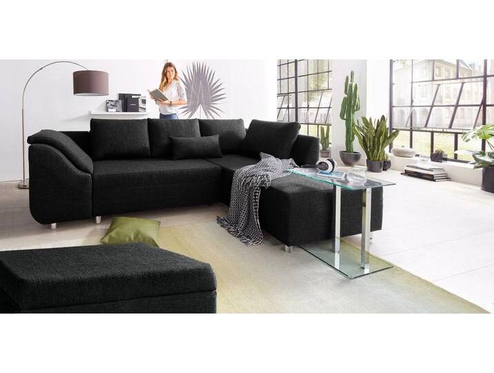 Ecksofa COLLECTION AB Sally L-Form , grau (anthrazit), B:256cm H:87cm T:165cm, Microfaser PRIMABELLE (100% Polyester) / Struktur (80% Polyester, 20% Acryl), Struktur (80% Polyester, 20% Acryl), Kunstleder SOFTLUX / Struktur (80% Polyester, 20% Acryl), Microfaser PRIMABELLE (100% Polyester) / Cord (100% Polyester), Sofas, mit und ohne Bettfunktion, inklusive loser Rücken- und Zierkissen von COLLECTION-AB