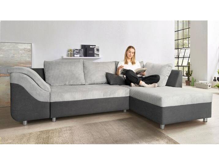 Ecksofa COLLECTION AB Sally L-Form , grau (anthrazit, grau), B:256cm H:87cm T:165cm, Microfaser PRIMABELLE (100% Polyester) / Struktur (80% Polyester, 20% Acryl), Struktur (80% Polyester, 20% Acryl), Kunstleder SOFTLUX / Struktur (80% Polyester, 20% Acryl), Microfaser PRIMABELLE (100% Polyester) / Cord (100% Polyester), Sofas, mit und ohne Bettfunktion, inklusive loser Rücken- und Zierkissen von COLLECTION-AB