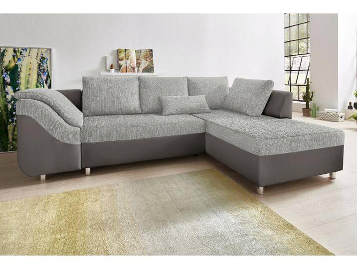 Ecksofa COLLECTION AB Sally L-Form , grau (anthrazit, hellgrau), B:256cm H:87cm T:165cm, Microfaser PRIMABELLE (100% Polyester) / Struktur (80% Polyester, 20% Acryl);Struktur (80% Polyester, 20% Acryl);Kunstleder SOFTLUX / Struktur (80% Polyester, 20% Acryl);Microfaser PRIMABELLE (100% Polyester) / Cord (100% Polyester), Sofas, mit und ohne Bettfunktion, inklusive loser Rücken- und Zierkissen von COLLECTION-AB