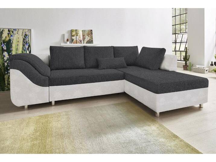 Ecksofa COLLECTION AB Sally L-Form , grau (silbergrau, anthrazit), B:256cm H:87cm T:165cm, Microfaser PRIMABELLE (100% Polyester) / Struktur (80% Polyester, 20% Acryl);Struktur (80% Polyester, 20% Acryl);Kunstleder SOFTLUX / Struktur (80% Polyester, 20% Acryl);Microfaser PRIMABELLE (100% Polyester) / Cord (100% Polyester), Sofas, mit und ohne Bettfunktion, inklusive loser Rücken- und Zierkissen von COLLECTION-AB