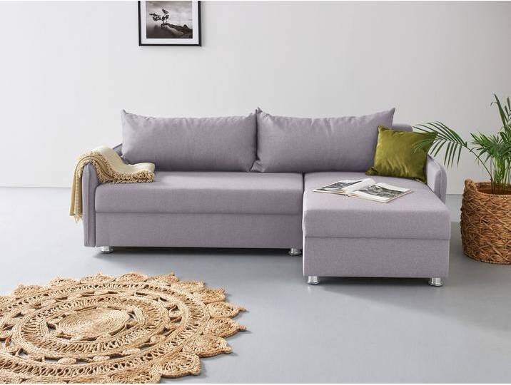 Ecksofa COLLECTION AB Sunny L-Form , grau (hellgrau), B:218cm T:141cm, 100% Polyester, Sofas, inkl. Bettfunktion und Bettkasten von COLLECTION-AB