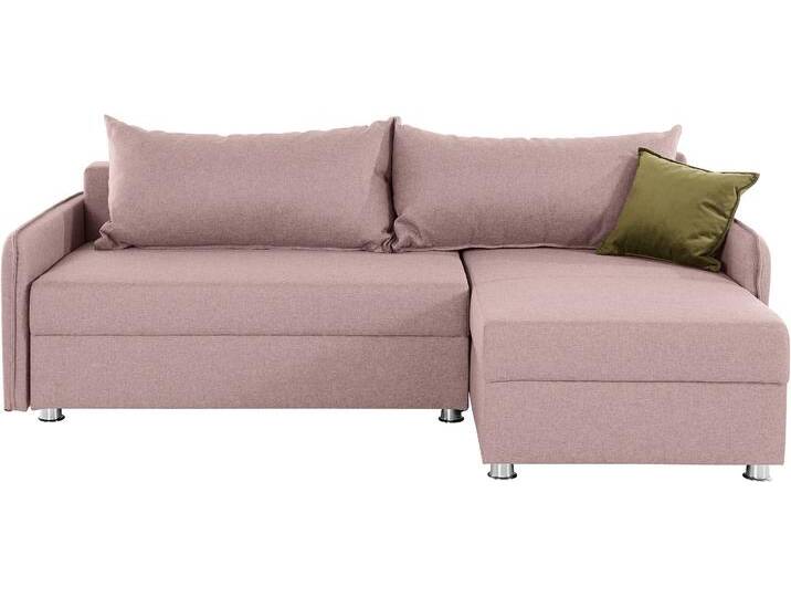 Ecksofa COLLECTION AB Sunny L-Form , rosa (rose), B:218cm T:141cm, 100% Polyester, Sofas, inkl. Bettfunktion und Bettkasten von COLLECTION-AB