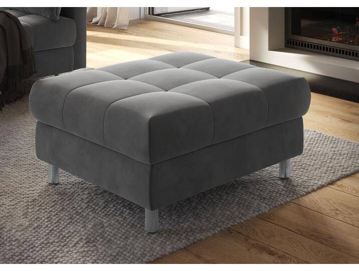 Hocker COLLECTION AB Innsbruck , grau (anthrazit), B:100cm H:45cm T:82cm, Microfaser PRIMABELLE (100% Polyester), Struktur (90% Polyester, 10% Polyacryl), Samtvelours (100% Polyester), Luxus-Microfaser Antiklederoptik (100% Polyester), Hocker, Polsterhocker, inklusive komfortablen Federkerns von COLLECTION-AB