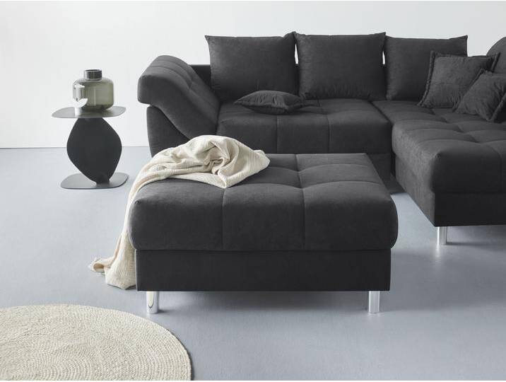 Hocker COLLECTION AB Innsbruck , schwarz, B:100cm H:45cm T:82cm, Microfaser PRIMABELLE (100% Polyester), Struktur (90% Polyester, 10% Polyacryl), Samtvelours (100% Polyester), Luxus-Microfaser Antiklederoptik (100% Polyester), Hocker, Polsterhocker, inklusive komfortablen Federkerns von COLLECTION-AB