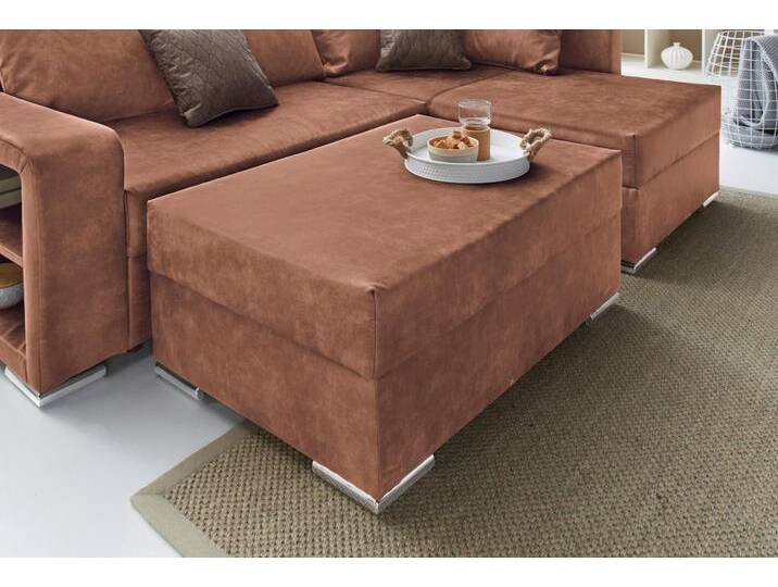 Hocker COLLECTION AB John , braun (cognac), B:100cm H:40cm T:70cm, Luxus-Microfaser 2 (100% Polyester), Microfaser PRIMABELLE (100% Polyester), Luxus-Microfaser 1 (100% Polyester), Hocker, Frei im Raum stellbar, wahlweise mit Federkern von COLLECTION-AB