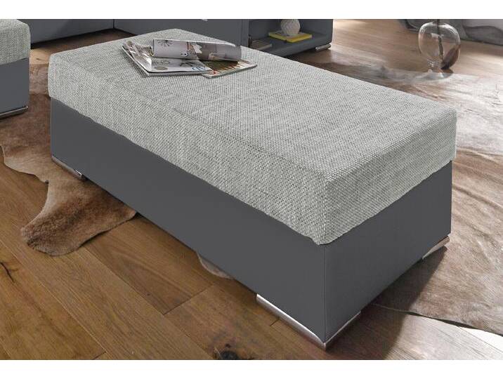 Hocker COLLECTION AB John , grau (anthrazit, hellgrau), B:100cm H:40 T:70, Microfaser PRIMABELLE (100% Polyester) / Struktur ( 20% Polyacryl, 80% Polyester );Kunstleder SOFTLUX / Struktur ( 20% Polyacryl, 80% Polyester ), Hocker, Frei im Raum stellbar, wahlweise mit Federkern von COLLECTION-AB