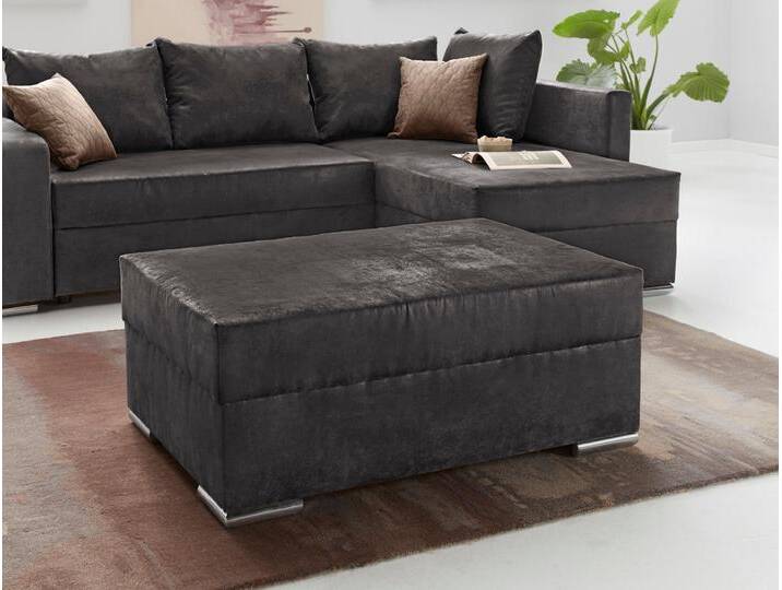 Hocker COLLECTION AB John , schwarz, B:100cm H:40cm T:70cm, Luxus-Microfaser 2 (100% Polyester), Microfaser PRIMABELLE (100% Polyester), Luxus-Microfaser 1 (100% Polyester), Hocker, Frei im Raum stellbar, wahlweise mit Federkern von COLLECTION-AB