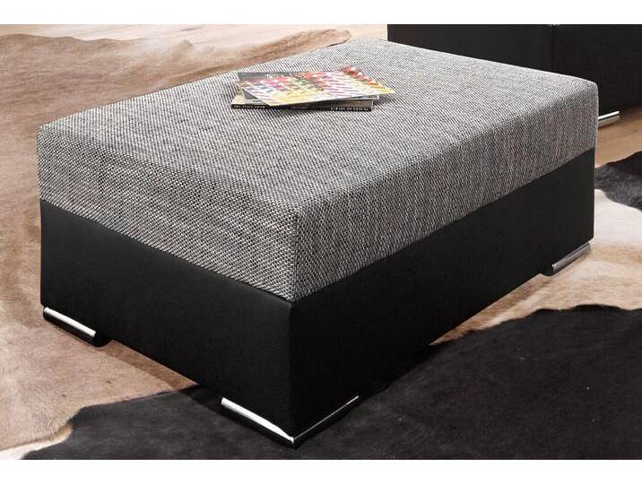 Hocker COLLECTION AB John , schwarz (schwarz, grau), B:100cm H:40 T:70, Microfaser PRIMABELLE (100% Polyester) / Struktur ( 20% Polyacryl, 80% Polyester );Kunstleder SOFTLUX / Struktur ( 20% Polyacryl, 80% Polyester ), Hocker, Frei im Raum stellbar, wahlweise mit Federkern von COLLECTION-AB