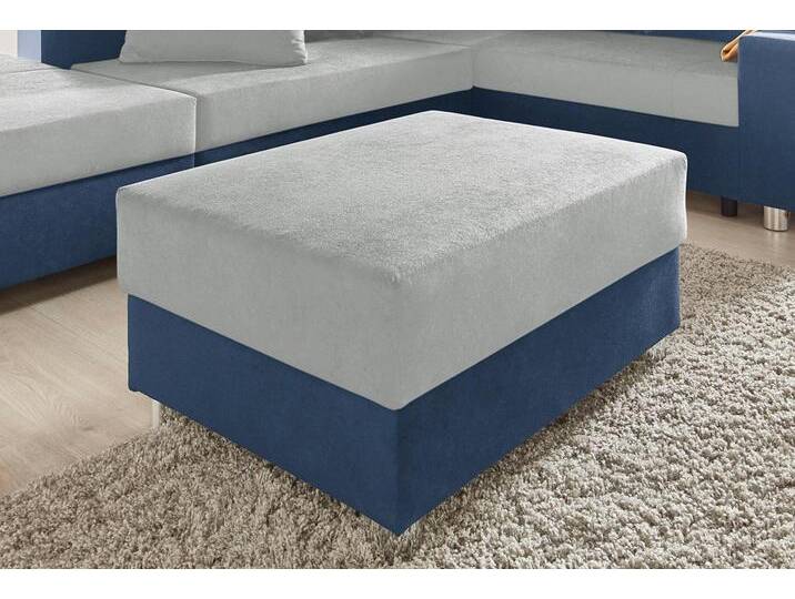 Hocker COLLECTION AB Paris , blau (blau, hellgrau), B:92cm H:42cm T:70cm, Microfaser PRIMABELLE (100% Polyester) / Struktur (100% Polyester);Kunstleder SOFTLUX / Struktur (100% Polyester);Microfaser PRIMABELLE (100% Polyester), Hocker, mit Federkern von COLLECTION-AB