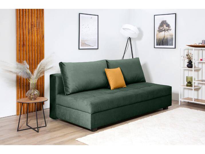 Schlafsofa COLLECTION AB DARIA inklusive Schlafunktion und Bettkasten , grün (dunkelgrün), B:194cm H:41cm T:90cm, 100%Polyester, Sofas, Schlafsofa,Bettfunktion,Bettkasten,inklusive Rückenkissen,Federkern von COLLECTION-AB
