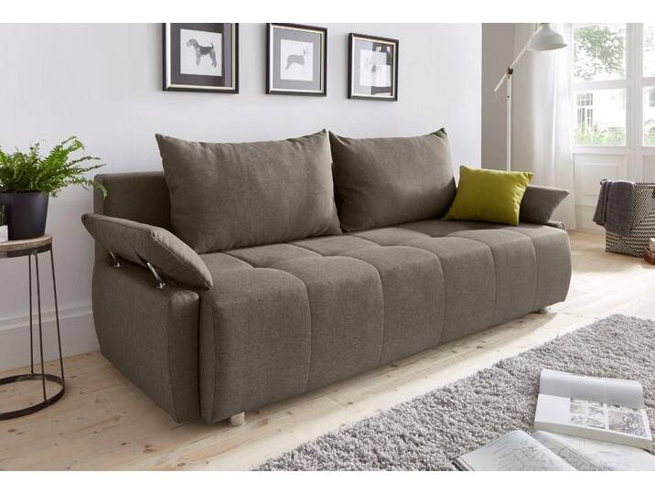 Schlafsofa COLLECTION AB Funtastic , braun (macchiato), B:212cm H:84cm T:96cm, Zierkissen: 100% Polyester, Struktur (100% Polyester), Kunstleder SOFTLUX, Microfaser PRIMABELLE (100% Polyester), Sofas, mit Federkern, Bettfunktion, inklusive 2 Rücken- und 1 Zierkissen, Topseller von COLLECTION-AB