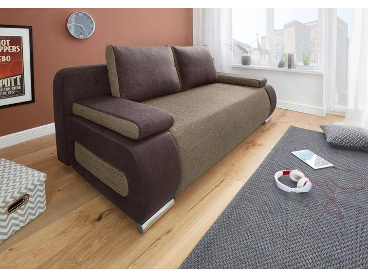 Schlafsofa COLLECTION AB Moritz , braun (braun, cappuccino), B:200cm H:85cm T:98cm, Kunstleder SOFTLUX / Struktur ( 20% Acryl; 80% Polyester), Microfaser PRIMABELLE (100% Polyester), Microfaser PRIMABELLE (100% Polyester) / Struktur ( 20% Polyacryl; 80% Polyester), Sofas, mit Bettfunktion und Bettkasten, komfortabler Federkern, Topseller von COLLECTION-AB