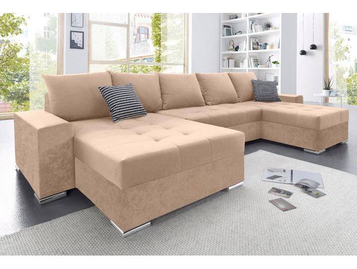 Wohnlandschaft COLLECTION AB Josy XXL U-Form, B: 333 cm, mit 2 Recamieren 77 & 97 cm , hellbraun, B:333cm H:84cm T:161cm, 100% Polyester, Sofas, mit Bettfunktion, Bettkasten & 2 Zierkissen, Federkern Wohnlandschaft COLLECTION AB Josy XXL U-Form, B: 333 cm, mit 2 Recamieren 77 & 97 cm , hellbraun, B:333cm H:84cm T:161cm, 100% Polyester, Sofas, mit Bettfunktion, Bettkasten & 2 Zierkissen, Federkern von COLLECTION-AB