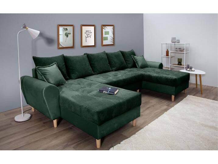 Wohnlandschaft COLLECTION AB Raisa U-Form , grün, B:314cm H:45cm T:158cm, 100%Polyester, Sofas, mit Federkern, Kissen und Steppung im Sitzbereich Wohnlandschaft COLLECTION AB Raisa U-Form , grün, B:314cm H:45cm T:158cm, 100%Polyester, Sofas, mit Federkern, Kissen und Steppung im Sitzbereich von COLLECTION-AB