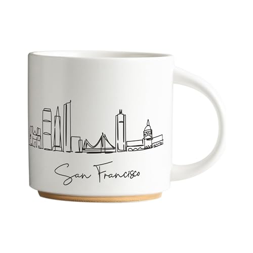 COLLECTIVE HOME Skyline Keramiktasse, Kaffeetasse, Landschafts-Tassen, 425 ml, elegante personalisierte Tasse mit Geschenk-Box, luxuriöse Tassen für Büro und Zuhause (San Francisco) von COLLECTIVE HOME