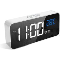 Digitaler Wecker, LED-Wecker mit Schlummerfunktion, Aufladen über USB-Anschluss (weiß) von COLNK