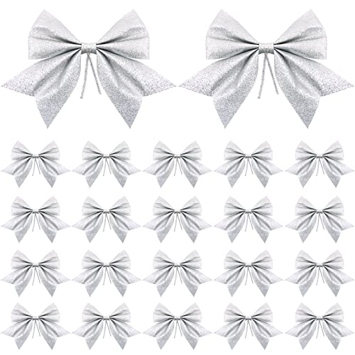 20 Stück 15x14cm Weihnachten Schleifen Glitzer Silber Weihnachtsschleifen Bogen Hänge Deko für Weihnachtsbaum Weihnachtskranz Tannenbaum Weihnachtsbaumschmuck Weihnachtsdeko Weihnachtsbaumschleifen 20 Stück 15x14cm Weihnachten Schleifen Glitzer Silber Weihnachtsschleifen Bogen Hänge Deko für Weihnachtsbaum Weihnachtskranz Tannenbaum Weihnachtsbaumschmuck Weihnachtsdeko Weihnachtsbaumschleifen von COLOFALLA