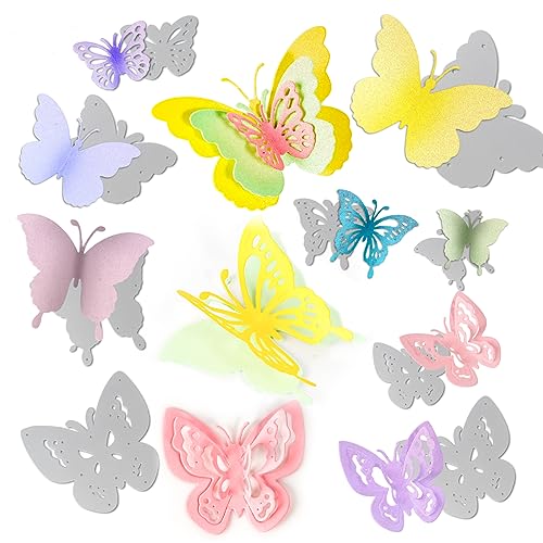 COLOFALLA 10 Pcs Mentall Stanzschablonen Schmetterling 3D Blätter Schneiden Party Deko Festival Deko Prägeschablonen Stanzformen für DIY Deko für Wand Torte Geschenke Blumenvase von COLOFALLA