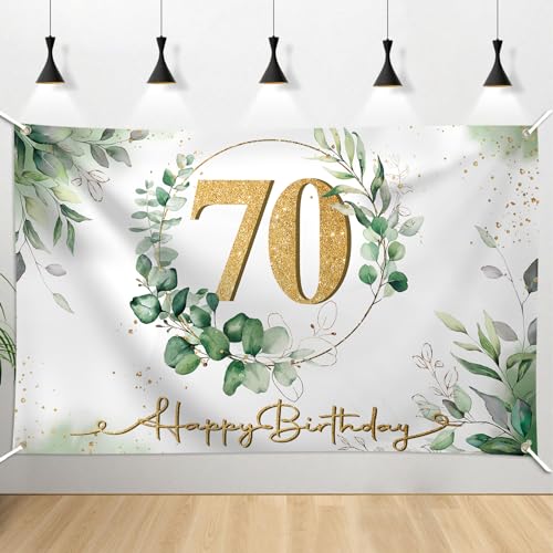 COLOFALLA 180 x 110 cm 70. Geburtstag Deko 70 Geburtstag Frau Mann 70. geburtstag Banner Grün Happy Birthday Banner 70. Geburtstag Hintergrund 70 Geburtstagsdeko Wand Geburtstagsparty (70) von COLOFALLA