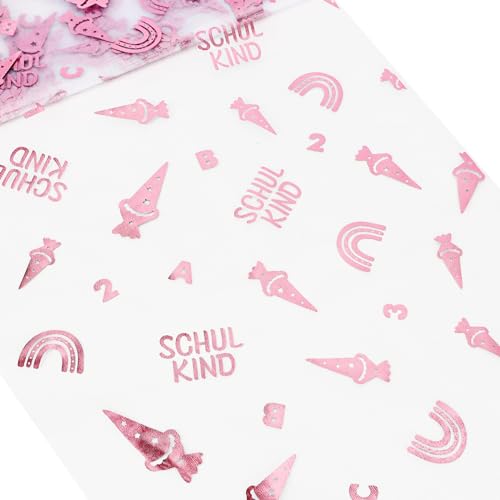 COLOFALLA 450cm x 29cm Einschulung Tischläufer Einschulung Deko Schulkind Tischläufer Schulanfang Tischläufer Junge Mädchen Tischdeko Schulanfang Schuleinführung Deko (Pink) von COLOFALLA