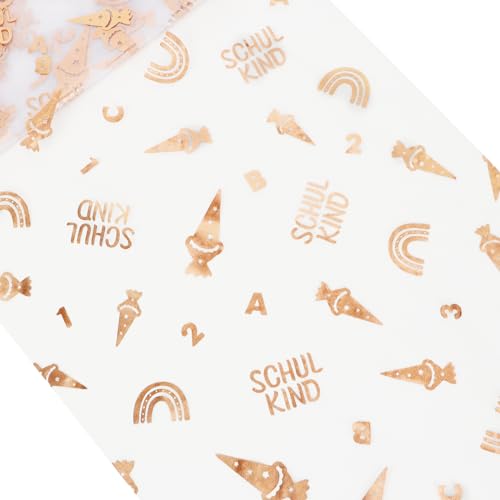 COLOFALLA 450cm x 29cm Einschulung Tischläufer Einschulung Deko Schulkind Tischläufer Schulanfang Tischläufer Junge Mädchen Tischdeko Schulanfang Schuleinführung Deko (Rosegold) von COLOFALLA