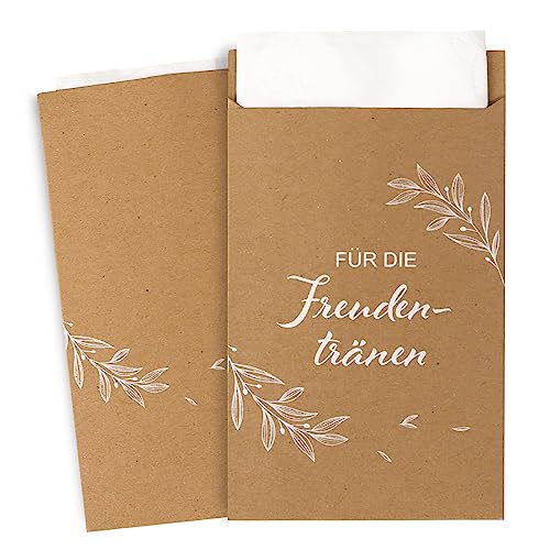 50 Stk Für die Freudentränen Papiertüten Freudentränen Hochzeit Tüten Verpackung für Taschentücher Gastgeschenke Boho Vintage Hochzeit Deko (Braun) von COLOFALLA