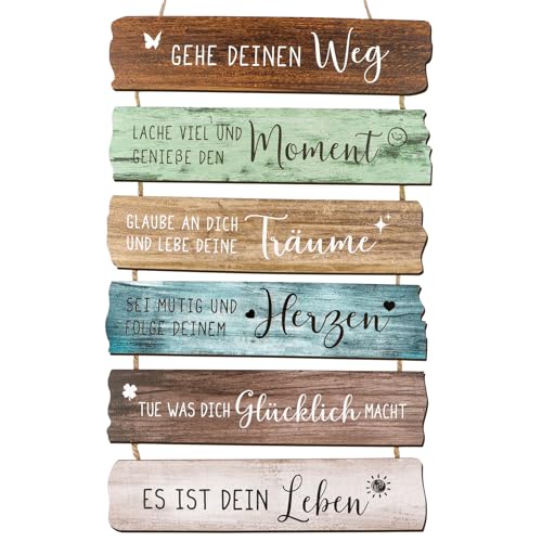 COLOFALLA Jugendweihe Deko Schild mit Spruch Wandschild Lebenseinstellung Motivation Schulkind Jugendweihe Bild Planken Optik Holz Spruch Schild Geschenk von COLOFALLA