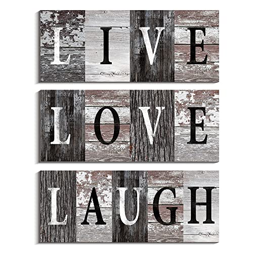 COLOR VALLEY ART Live Love Laugh-Schilder, Bauernhaus, Wohnzimmer, Wanddekoration, rustikale Hänge-Holzschilder, primitive Badezimmer-Wandkunst, Vintage-Holzdekorationen für Heimdekoration (Live) von COLOR VALLEY ART
