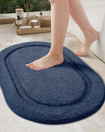 COLOR&GEOMETRY Blaue Badteppich rutschfest Waschbar 61x110 cm, Weich Badezimmerteppich Super Saugfähig Badematte rutschfest waschbar Badvorleger für Dusche, Badezimmer, Badewanne, Eitelkeit von COLOR&GEOMETRY
