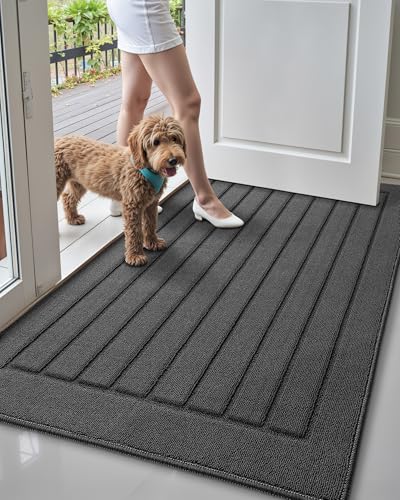 COLOR&GEOMETRY Fussmatte Innen 80x120cm, Saugfähig Schmutzfangmatte Waschbar, Fußmatte Personalisiert Eingangsteppich, Fußmatte Innen Türmatte für Eingang, Haustür, Innen, Flur - Grau von COLOR&GEOMETRY