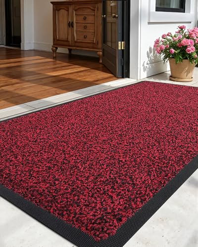 COLOR&GEOMETRY fußmatte Outdoor außen wetterfest - Rot 60x90cm - fussmatte aussen aussenbereich schmutzfangmatte willkommen haustür außenbereich von COLOR&GEOMETRY