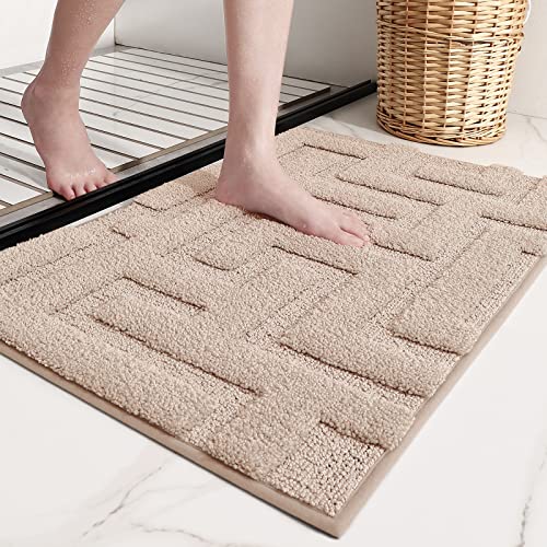 Color G Badteppich rutschfeste Waschbar, Weichen Mikrofasern Badezimmerteppich Absorbierende Badematte rutschfest Maschinen Waschbar Badvorleger für Dusche, Badezimmer, Badewanne - Beige, 50x120cm von COLOR&GEOMETRY