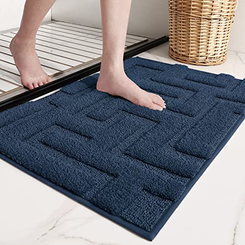 Color G Badteppich rutschfeste Waschbar, Weichen Mikrofasern Badezimmerteppich Absorbierende Badematte rutschfest Maschinen Waschbar Badvorleger für Dusche, Badezimmer, Badewanne - Marineblau, 50x80cm von COLOR&GEOMETRY