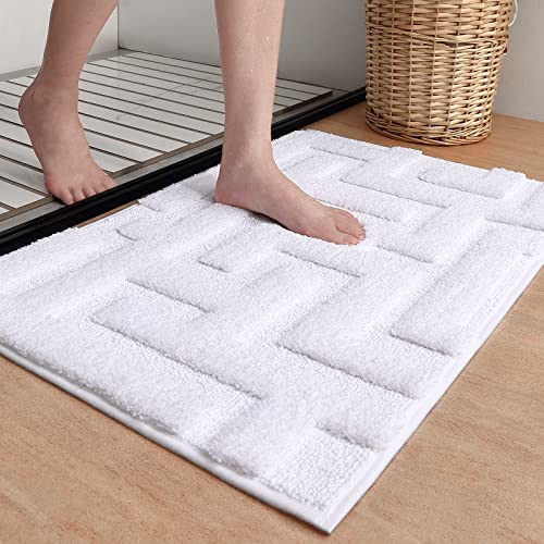 Color G Badteppich rutschfeste Waschbar, Weichen Mikrofasern Badezimmerteppich Absorbierende Badematte rutschfest Maschinen Waschbar Badvorleger für Dusche, Badezimmer, Badewanne - Weiß, 40x60cm von COLOR&GEOMETRY