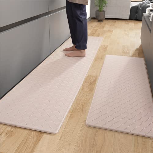 Color G Küchenläufer 44 x 120 + 44 x 180 cm, Anti-Müdigkeit Küchenteppich Waschbar rutschfest, Leder Teppich Küche Öl Resistent, Wasserdicht für Küche, Esszimmer, Wohnzimmer, Büro (Beige) von COLOR&GEOMETRY