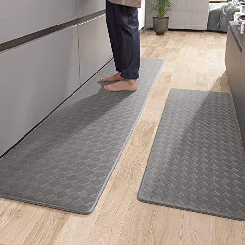 Color G Küchenläufer 44 x 120 + 44 x 180 cm, Anti-Müdigkeit Küchenteppich Waschbar rutschfest, Leder Teppich Küche Öl Resistent, Wasserdicht für Küche, Esszimmer, Wohnzimmer, Büro (Grau) von COLOR&GEOMETRY