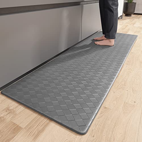 Color G Küchenläufer 44 x 120 cm, Anti-Müdigkeit Küchenteppich Waschbar rutschfest, Leder Teppich Küche Öl Resistent, Wasserdicht für Küche, Esszimmer, Wohnzimmer, Büro (Grau) von COLOR&GEOMETRY