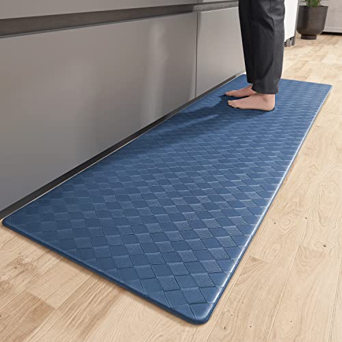 Color G Küchenläufer 44 x 120 cm, Anti-Müdigkeit Küchenteppich Waschbar rutschfest, Leder Teppich Küche Öl Resistent, Wasserdicht für Küche, Esszimmer, Wohnzimmer, Büro (Blau) von COLOR&GEOMETRY