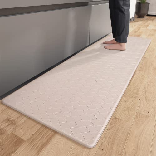 Color G Küchenläufer 44 x 120 cm, Anti-Müdigkeit Küchenteppich Waschbar rutschfest, Leder Teppich Küche Öl Resistent, Wasserdicht für Küche, Esszimmer, Wohnzimmer, Büro (Beige) von COLOR&GEOMETRY