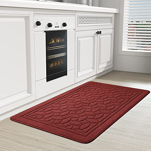 Color G Küchenteppich 60 x 100 cm, Küchenteppich Waschbar rutschfest, Absorbierend Küchenläufer Maschinenwaschbar für Küche, Esszimmer, Waschküche, Eingang (Rot) von COLOR&GEOMETRY