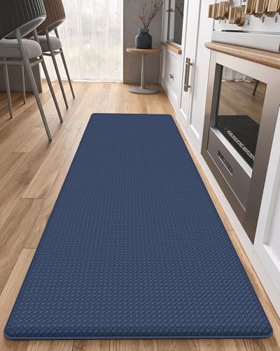 Color G Küchenläufer 44x150CM, küchenteppich waschbar rutschfest, Teppich küche mit Ölfest und Wasserdicht PVC, Gummirücken Küchenmatte für Esszimmer, Küche, läufer Flur(Blau) von COLOR&GEOMETRY