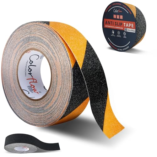 Colorflow Antirutsch Klebeband 1 Stk. 18m x 50mm – Griptape, Anti-Rutsch-Band für sicheren Halt & weniger Sturzgefahr, für Treppenstufen innen & außen, Rutschschutz Treppe & Boden von COLORFLOW