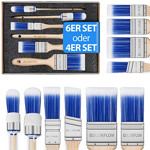 Colorflow® Malerpinsel Set 6-teilig - Perfekt abgestimmtes Pinselset für Maler - Lackpinsel für den Profi - Lackierpinsel für den anspruchsvollen Heimwerker von COLORFLOW